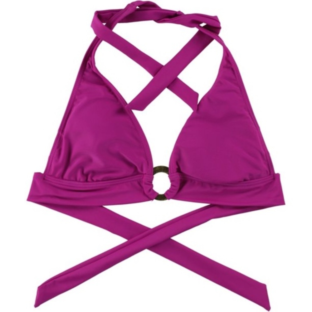 Becca Flower Purple O Ring Halter Bikini Top